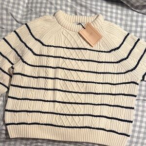 La Ligne Cream and Black Striped Sweater